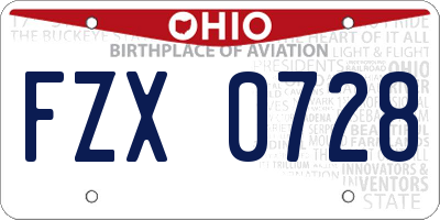 OH license plate FZX0728