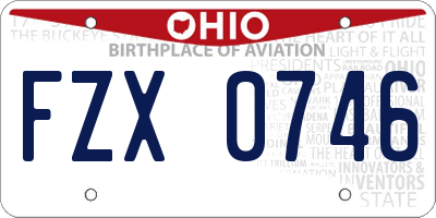 OH license plate FZX0746