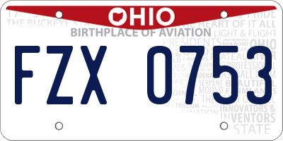 OH license plate FZX0753