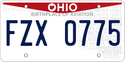 OH license plate FZX0775