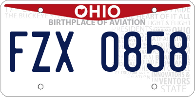 OH license plate FZX0858