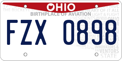 OH license plate FZX0898