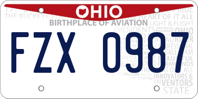 OH license plate FZX0987