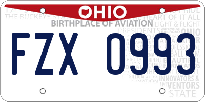 OH license plate FZX0993