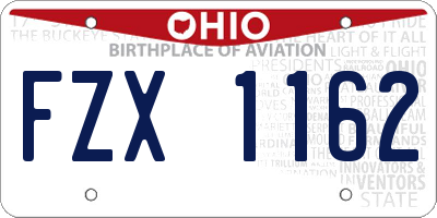 OH license plate FZX1162