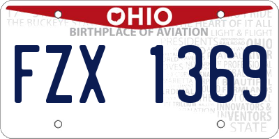 OH license plate FZX1369