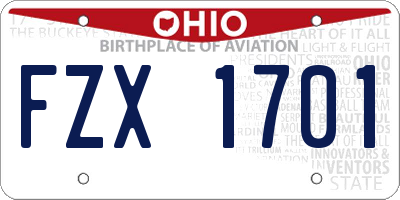 OH license plate FZX1701