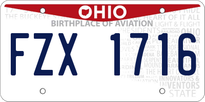 OH license plate FZX1716