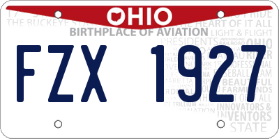 OH license plate FZX1927