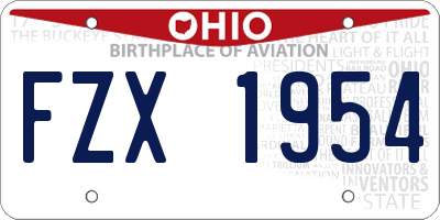 OH license plate FZX1954