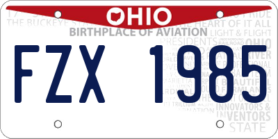 OH license plate FZX1985