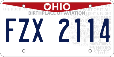 OH license plate FZX2114