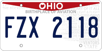 OH license plate FZX2118