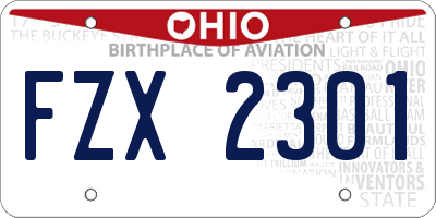 OH license plate FZX2301
