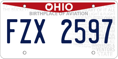 OH license plate FZX2597