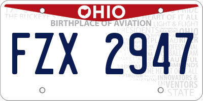 OH license plate FZX2947