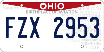 OH license plate FZX2953