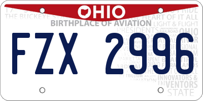 OH license plate FZX2996