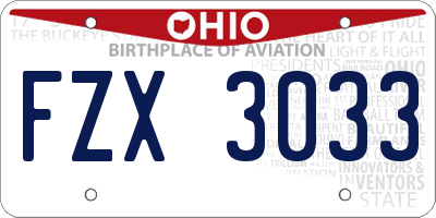 OH license plate FZX3033