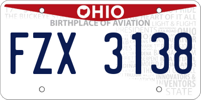 OH license plate FZX3138