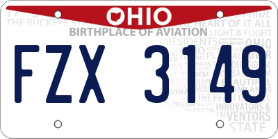 OH license plate FZX3149
