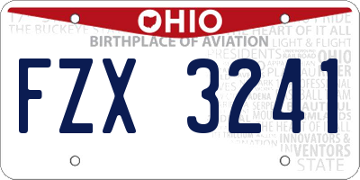 OH license plate FZX3241