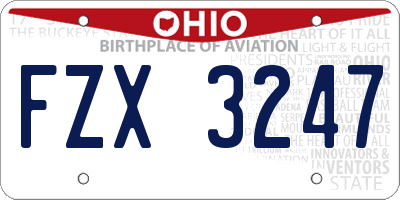 OH license plate FZX3247