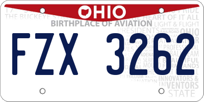 OH license plate FZX3262