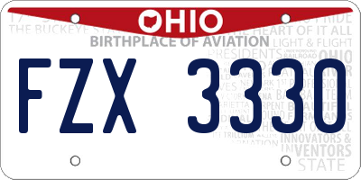 OH license plate FZX3330