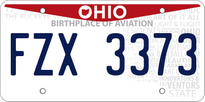 OH license plate FZX3373