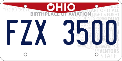 OH license plate FZX3500