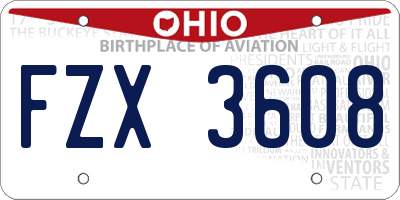 OH license plate FZX3608