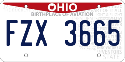 OH license plate FZX3665