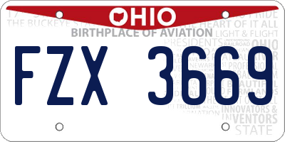 OH license plate FZX3669