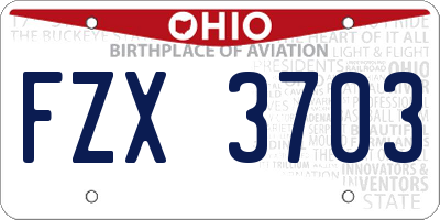 OH license plate FZX3703