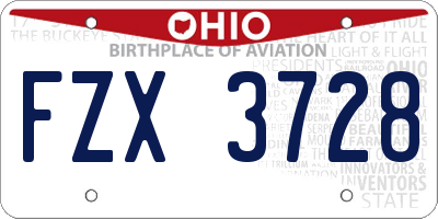 OH license plate FZX3728