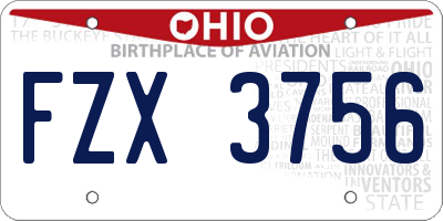 OH license plate FZX3756