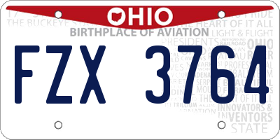 OH license plate FZX3764