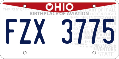 OH license plate FZX3775