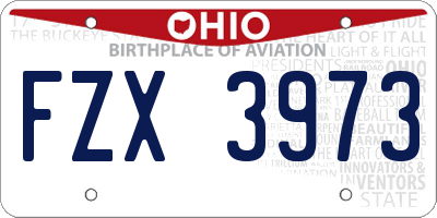 OH license plate FZX3973