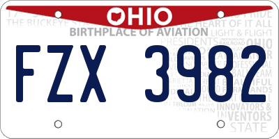 OH license plate FZX3982