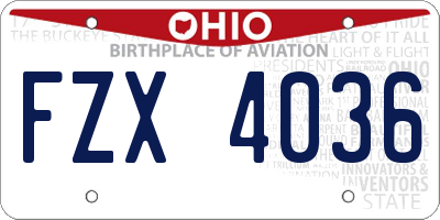 OH license plate FZX4036