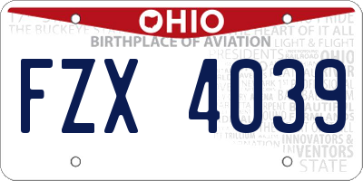 OH license plate FZX4039
