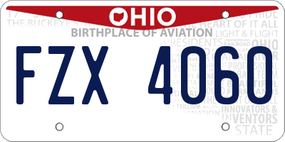 OH license plate FZX4060