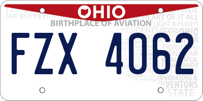 OH license plate FZX4062