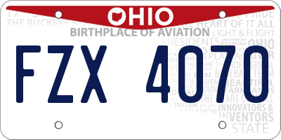 OH license plate FZX4070