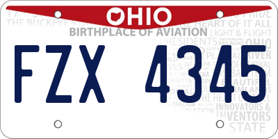 OH license plate FZX4345