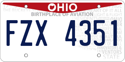 OH license plate FZX4351