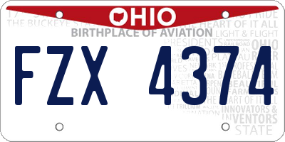 OH license plate FZX4374