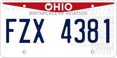 OH license plate FZX4381
